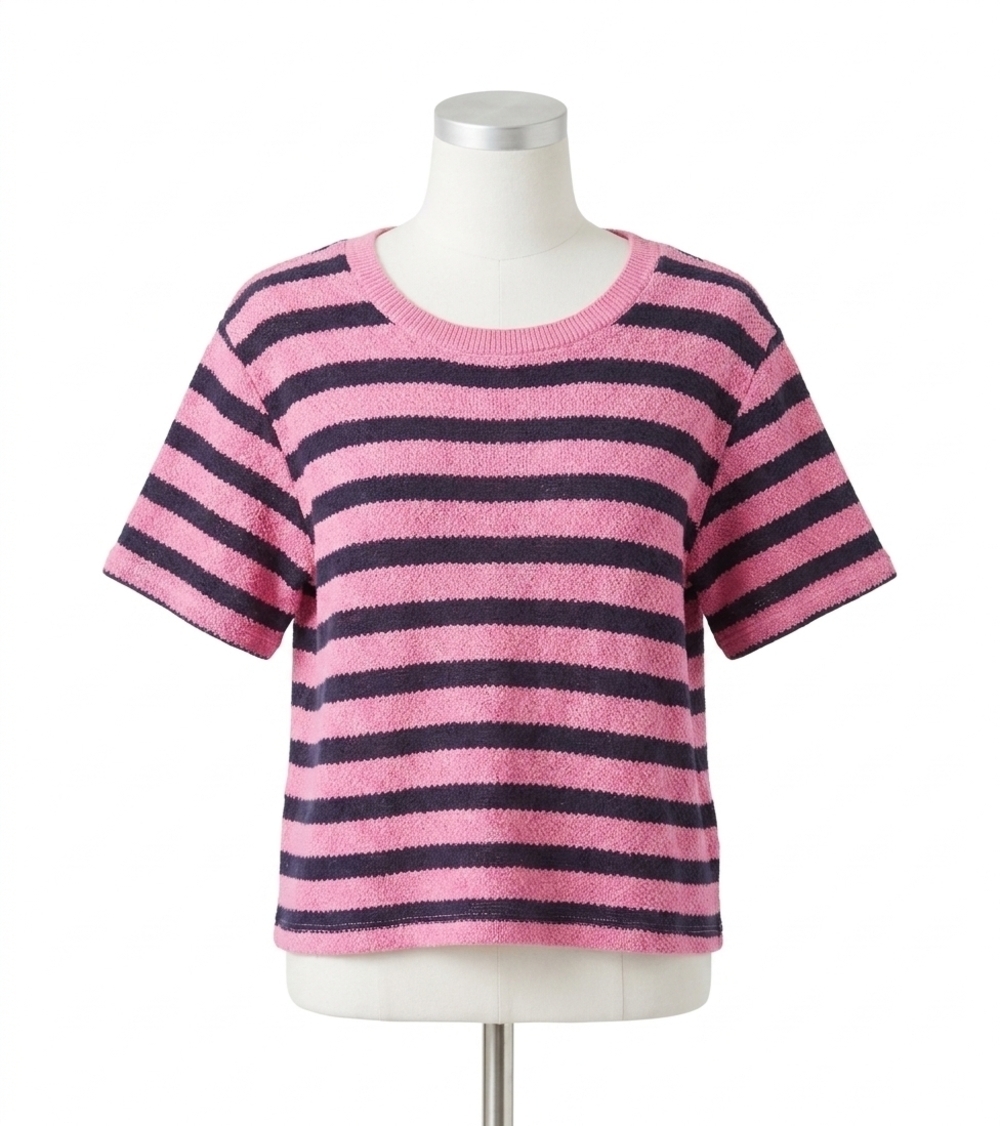 NEW STATESIDE sweater knit stripe pique baby tee in cherry